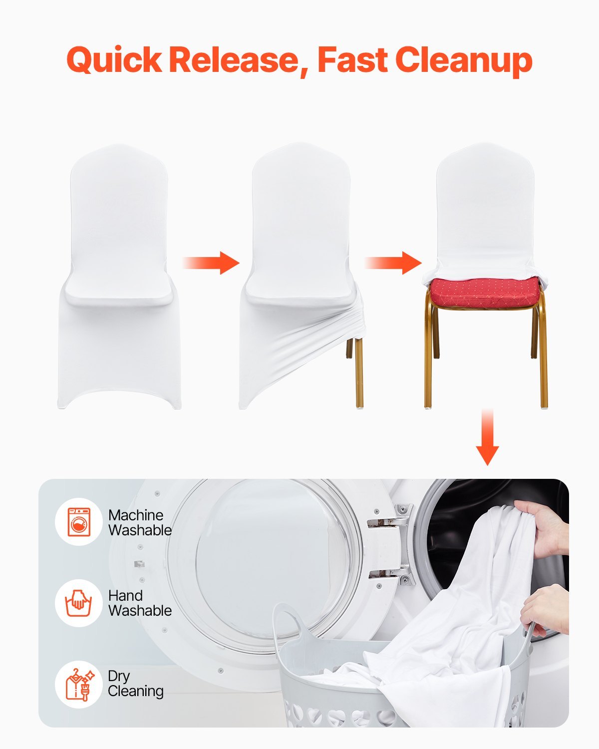 Stretch Spandex Folding Chair Covers, Universal Fitted Chair Cover, Removable Washable Protective Slipcovers, For Wedding, Holiday, Banquet, Party, Celebration, Dining