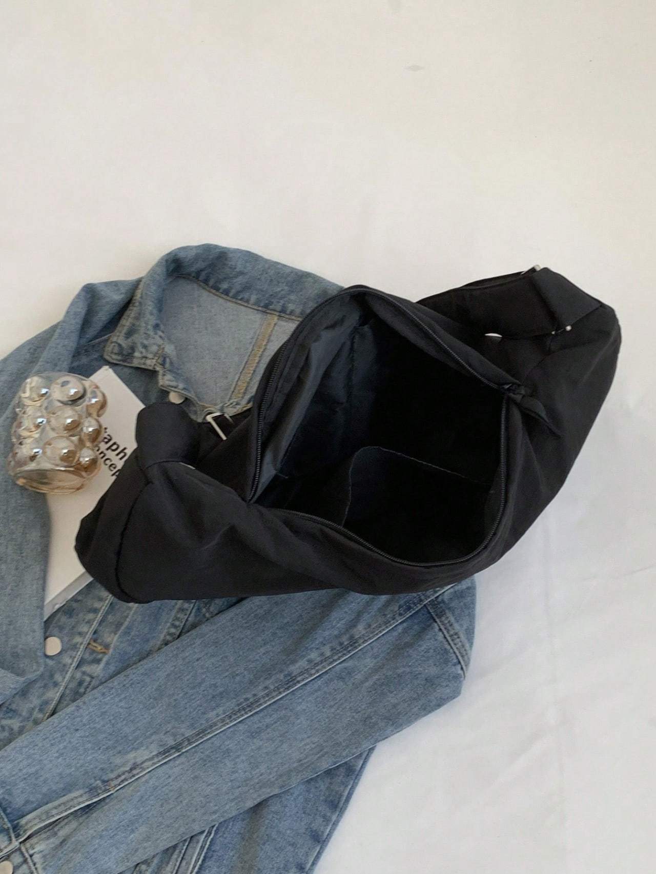 Nylon Bag Women's Single Shoulder Large Capacity Student Class Cloth Bag Commuting Crossbody Dumpling Bag Soft And Simple Canvas Bag