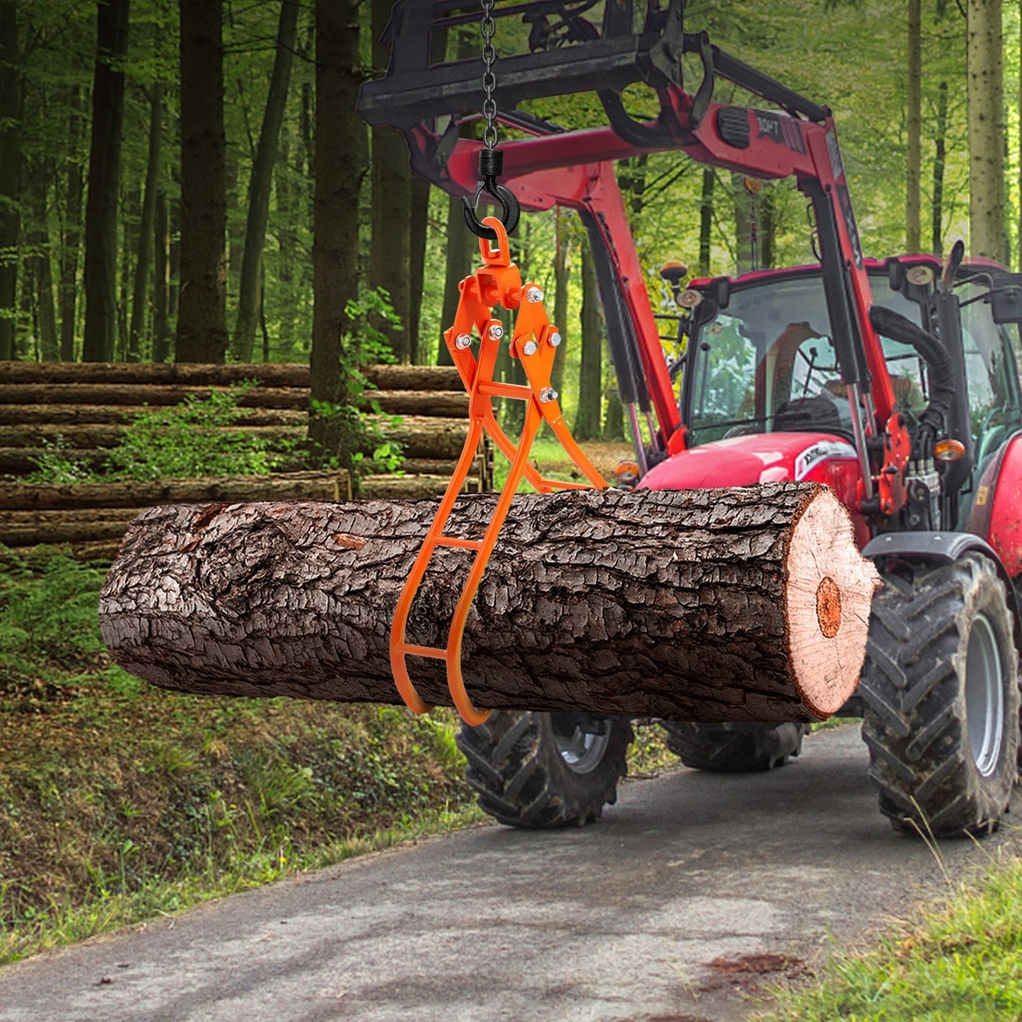 Timber Claw Hook, 36 Inch 4 Claw Log Grapple For Logging Tongs, Swivel Steel Log Lifting Tongs, Eagle Claws Design With 3307 Lbs 1500 Kg Loading Capacity For Tractors, ATVs, Trucks, Forklifts