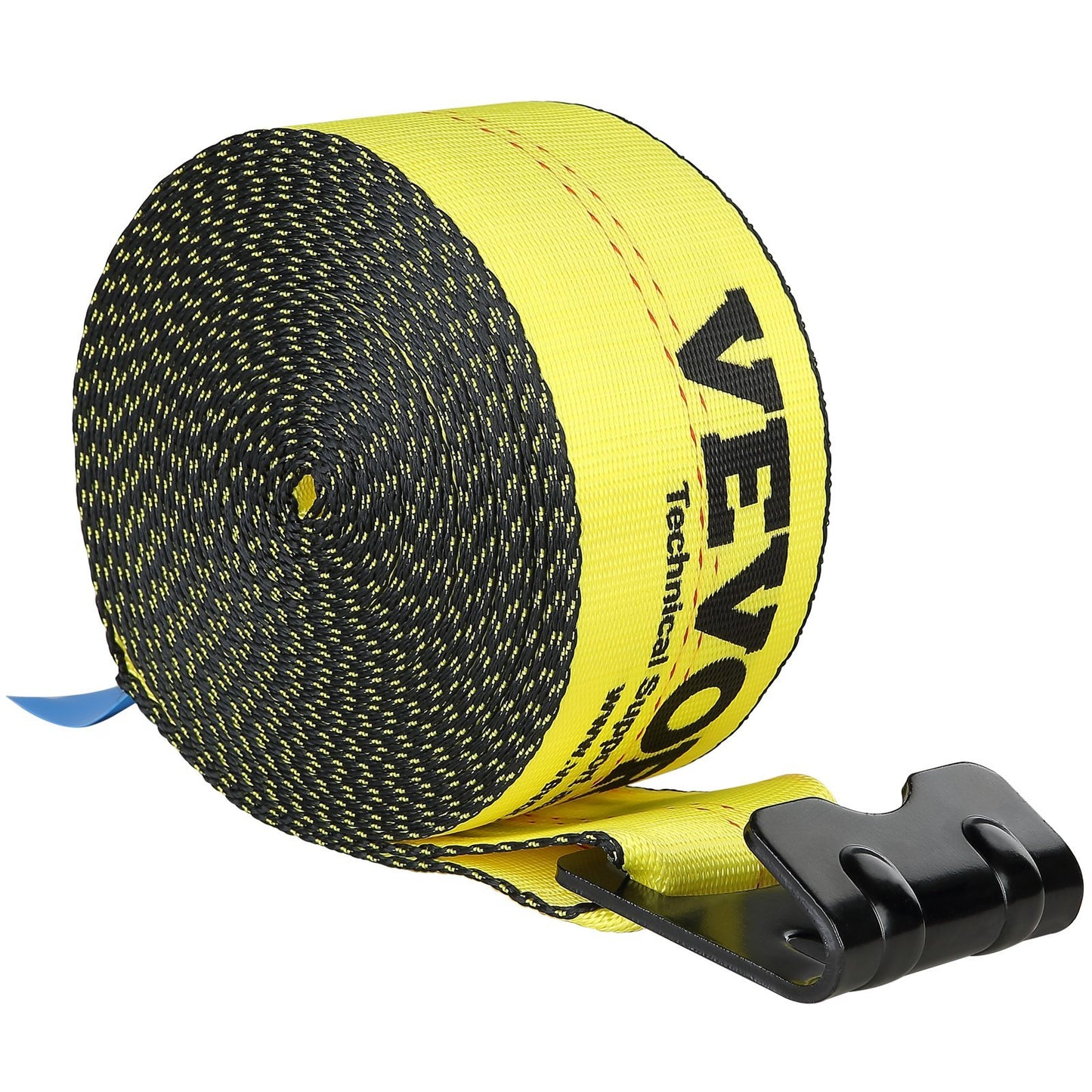 Winch Straps, 6000 Lbs Load Capacity, 18000 Lbs Break Strength, Truck Straps With Flat Hook, Flatbed Tie Downs Cargo Control For Trailers, Farms, Rescues, Tree Saver, Yellow