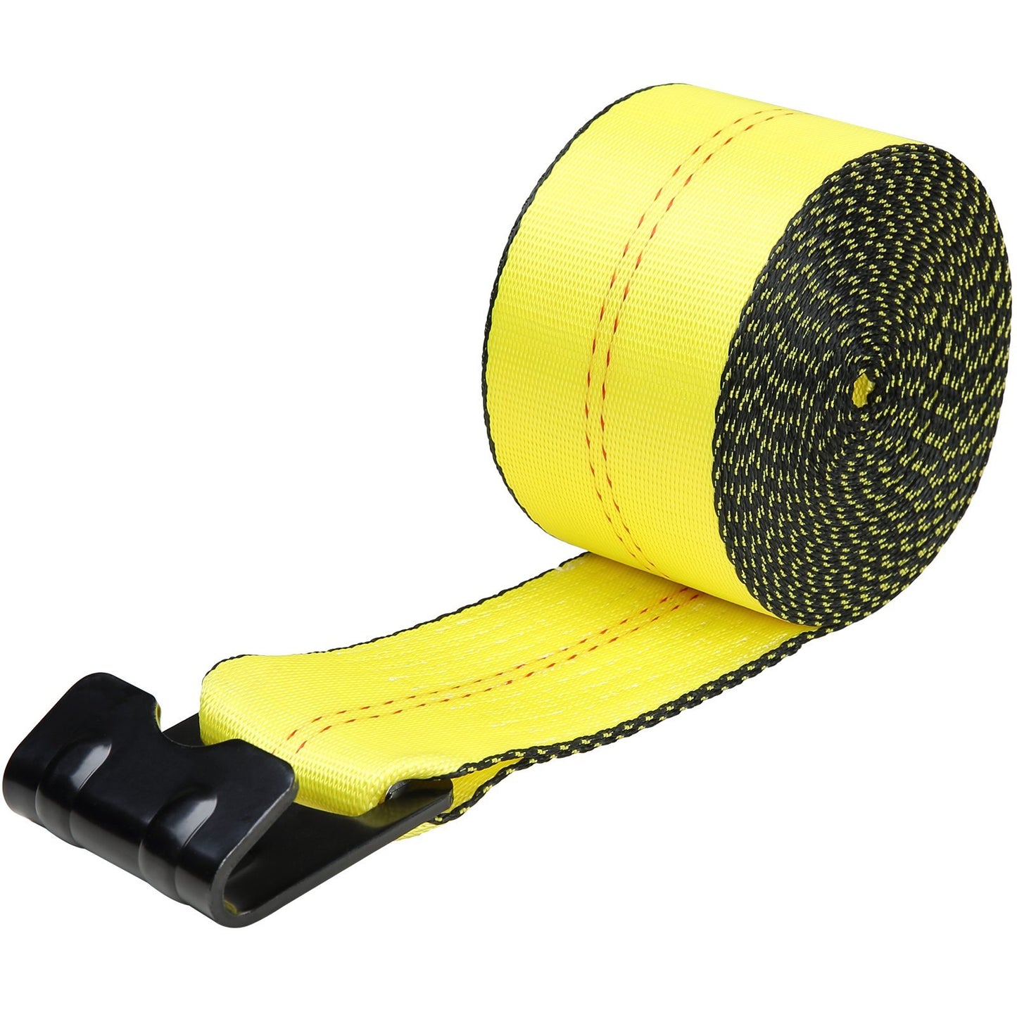 Winch Straps, 6000 Lbs Load Capacity, 18000 Lbs Break Strength, Truck Straps With Flat Hook, Flatbed Tie Downs Cargo Control For Trailers, Farms, Rescues, Tree Saver, Yellow