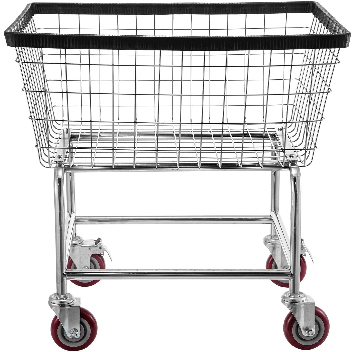Wire Laundry Cart, 2.5 Bushel Wire Laundry Basket With Wheels, Commercial Wire Laundry Basket Cart, Steel Frame With Chrome Finish, 4inch Casters, Wire Basket Cart For Laundry