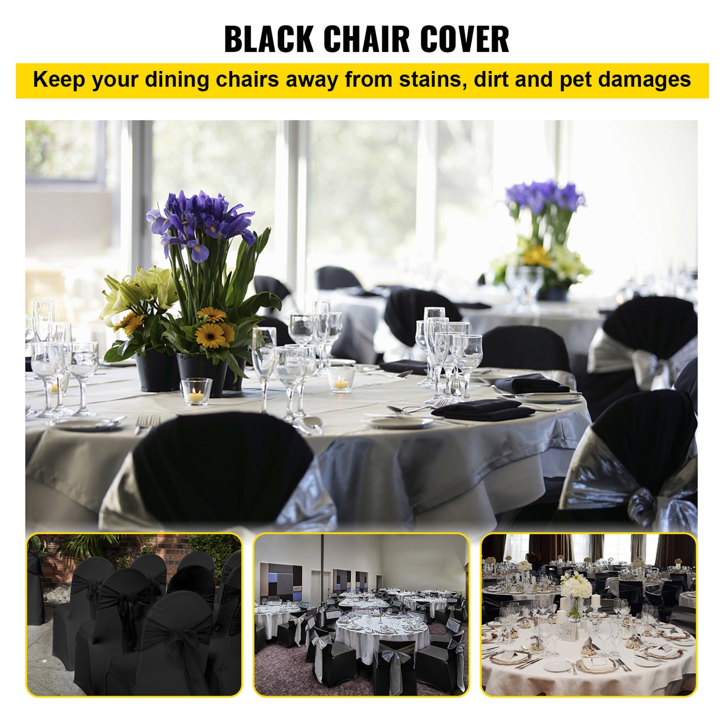VEVOR Stretch Spandex Folding Chair Covers, Universal Fitted Arched Front Cover, Removable Washable Protective Slipcovers, For Wedding, Holiday, Banquet, Party, Celebration, Dining