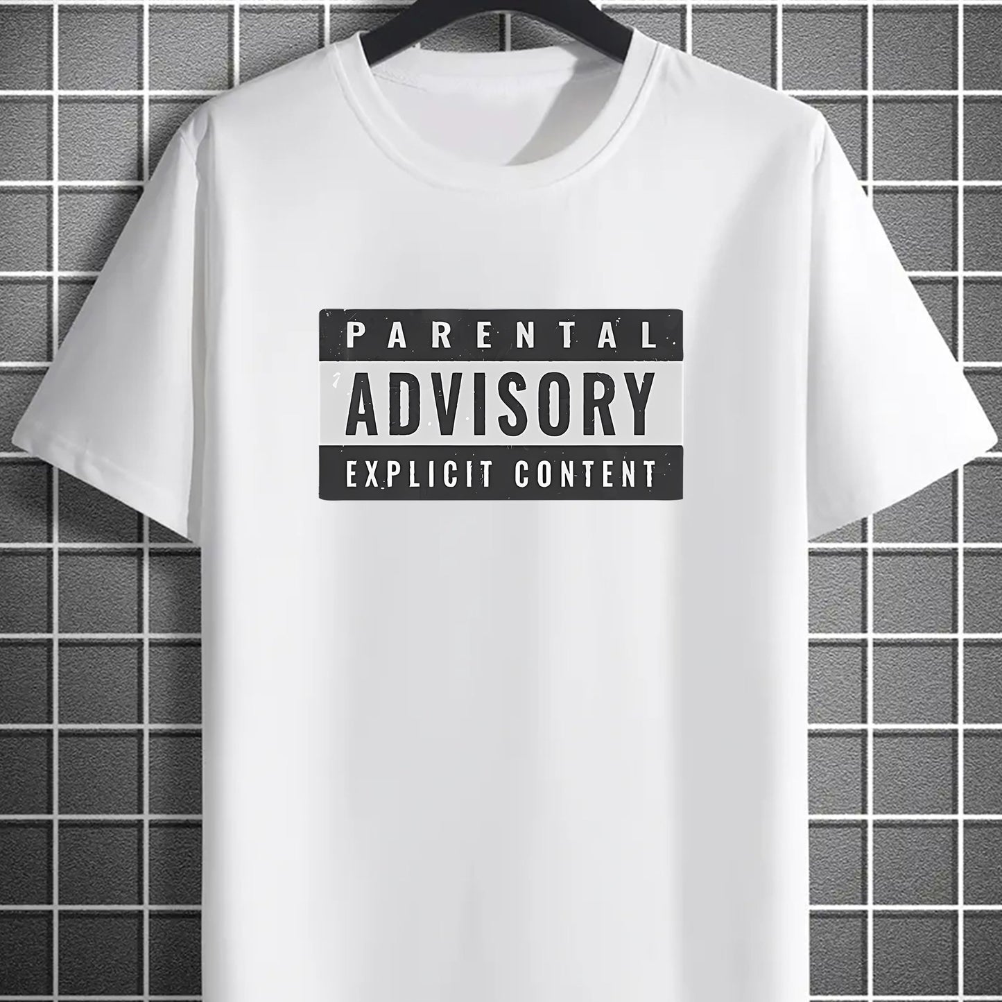 Parents' Advice Letter Printed Men's Round Neck Short Sleeved T-shirt, Fashionable T-shirt, Casual And Comfortable Lightweight Top Suitable For Summer