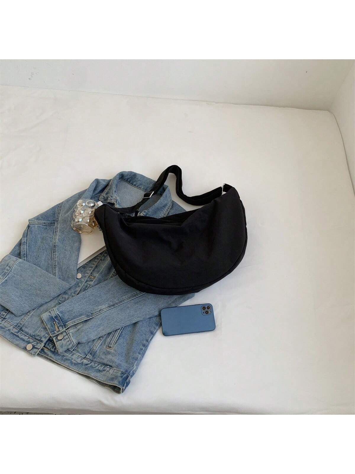 Nylon Bag Women's Single Shoulder Large Capacity Student Class Cloth Bag Commuting Crossbody Dumpling Bag Soft And Simple Canvas Bag