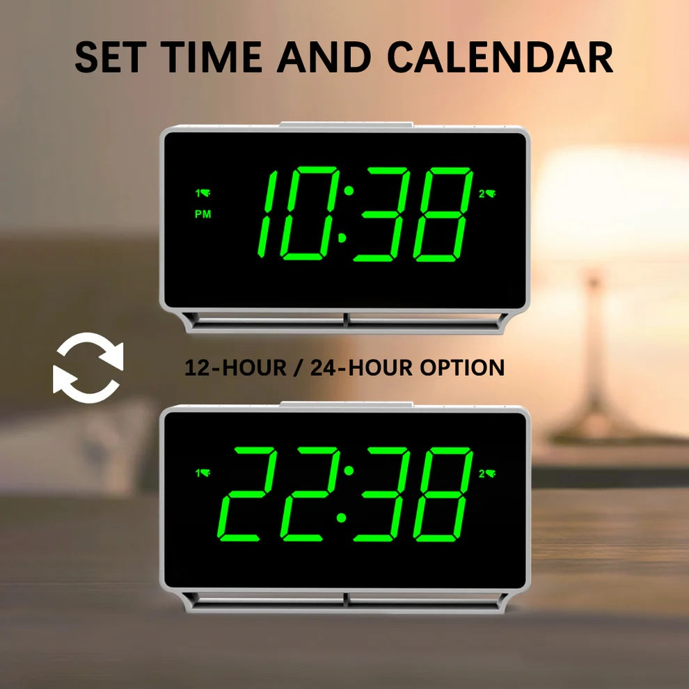 Digital ITOMA 222 Alarm Clock, Dual Alarms With Temperature Display, Snooze,12 24Hr, Night Light And Adjustable Volume, Dimmable, Battery Backup, Portable Small LED Clocks For Bedroom