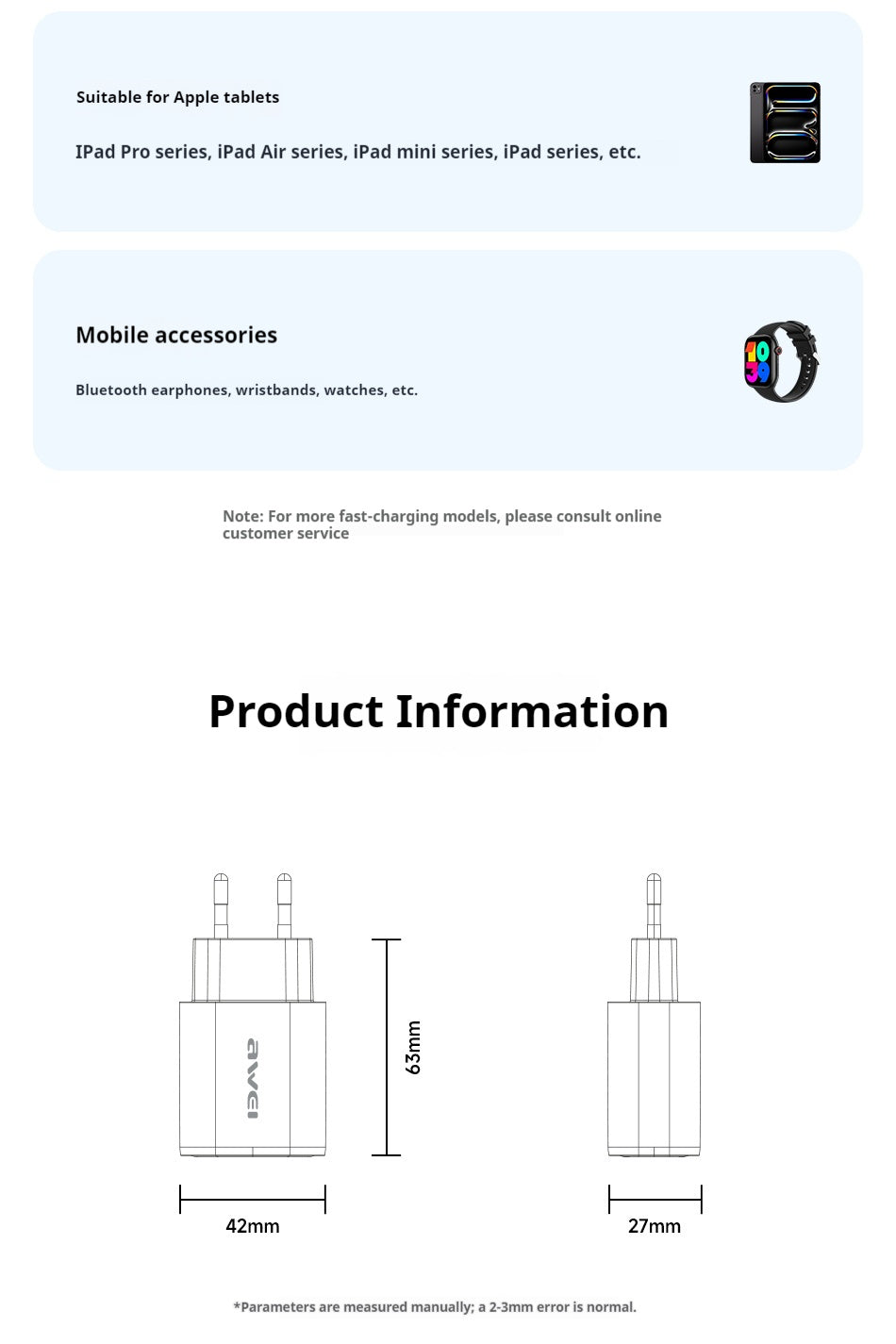 AWEI 22.5W 20W Fast Charger EU