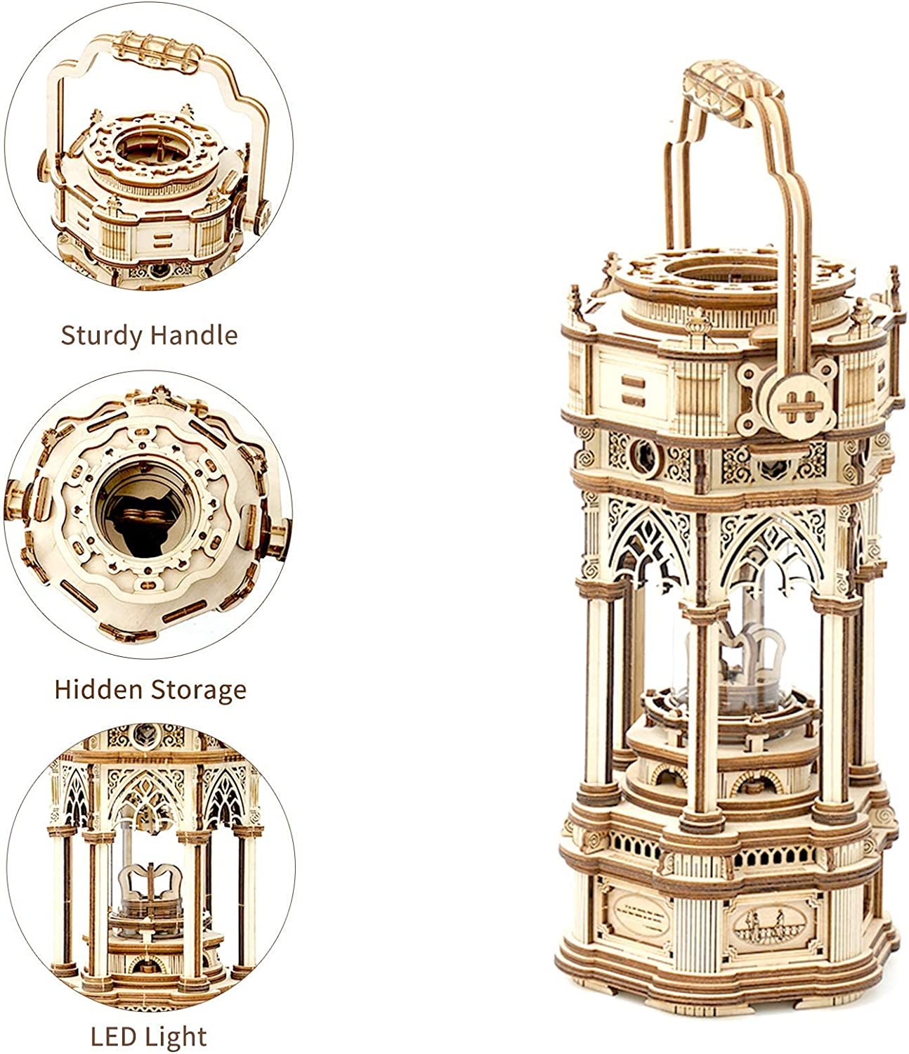 Robotime Rokr 3D Wooden Puzzles DIY Musical Box Building Kit Mechanical Models To Build - Victorian Lantern