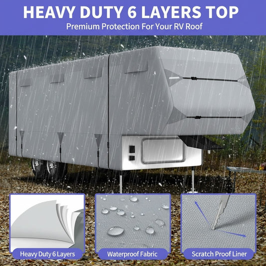 All-Weather Fifth Wheel Trailer Cover,Breathable RV Storage Cover - Easy Access & Ventilation Design