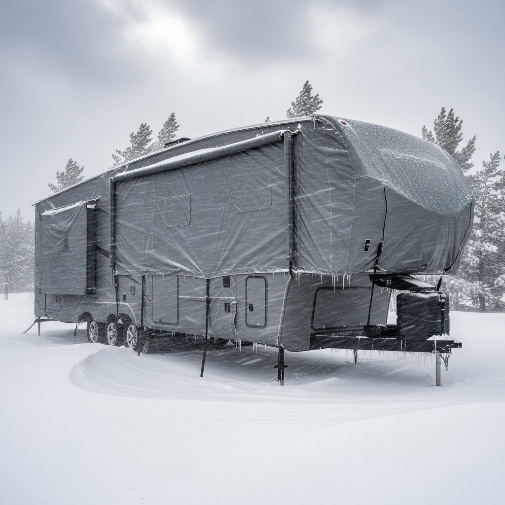 All-Weather Fifth Wheel Trailer Cover,Breathable RV Storage Cover - Easy Access & Ventilation Design
