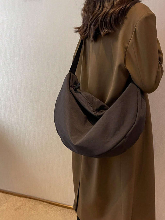 Nylon Bag Women's Single Shoulder Large Capacity Student Class Cloth Bag Commuting Crossbody Dumpling Bag Soft And Simple Canvas Bag