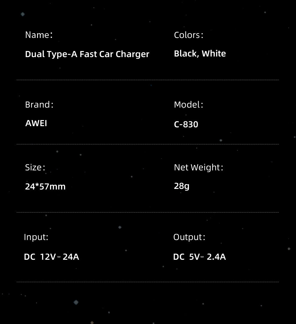 AWEI Dual SUB Car Charger