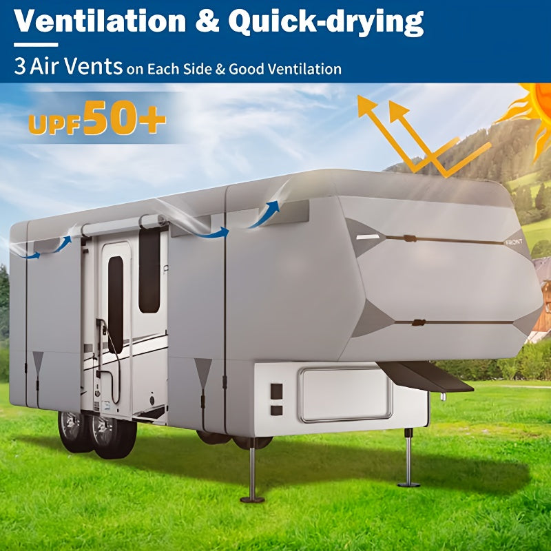 All-Weather Fifth Wheel Trailer Cover,Breathable RV Storage Cover - Easy Access & Ventilation Design