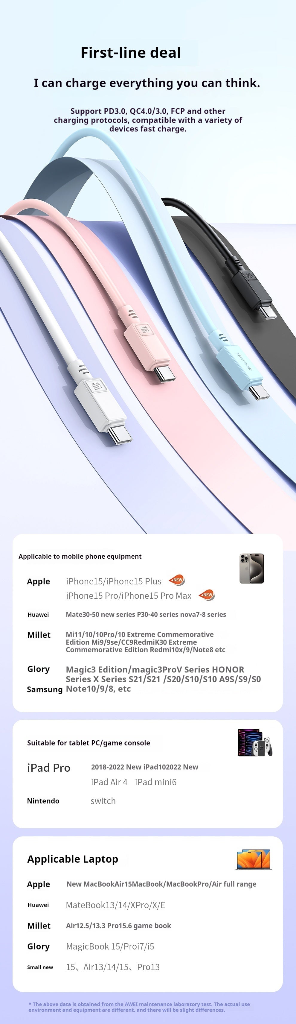 AWEI TYPE-C To TYPE-C Cable 30mm
