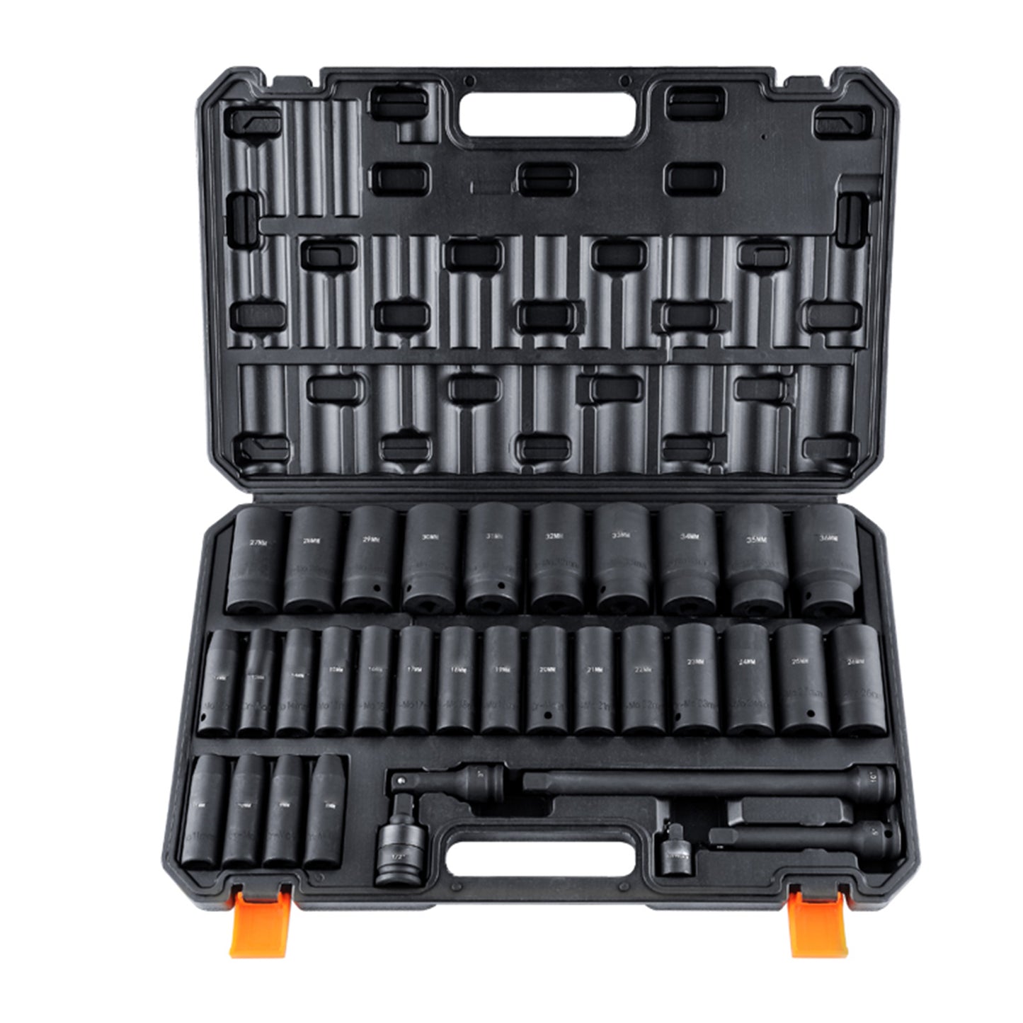 VEVOR  Drive Deep Impact Socket Set, 34pcs Socket Set Metric 8-36mm 6 Point Cr-MO Alloy Steel For Auto Repair, Rugged Construction, Includes Heavy Duty Storage Case