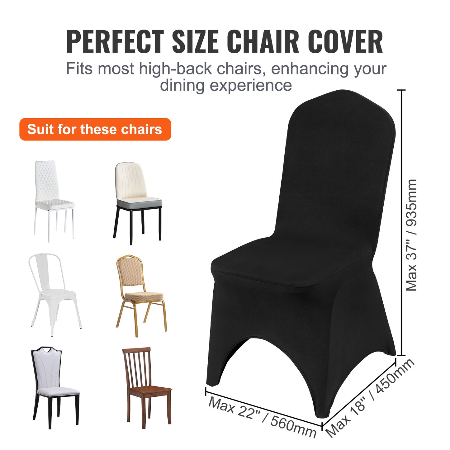 VEVOR Stretch Spandex Folding Chair Covers, Universal Fitted Arched Front Cover, Removable Washable Protective Slipcovers, For Wedding, Holiday, Banquet, Party, Celebration, Dining