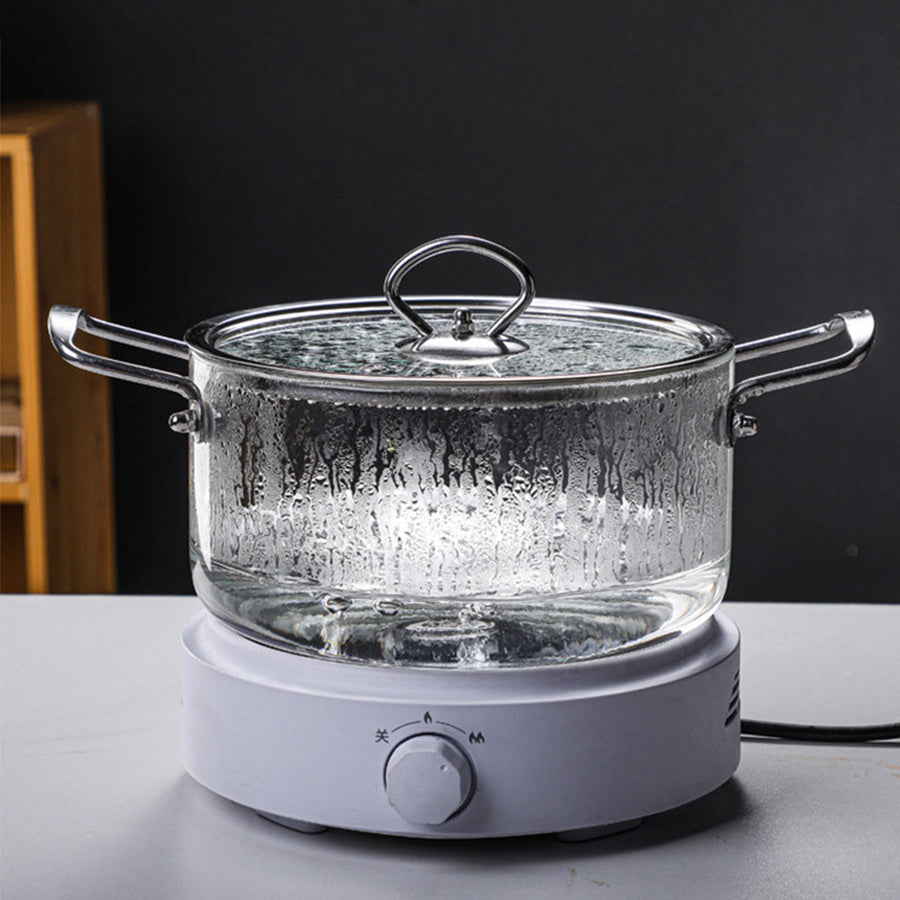 Large Glass Pot With Stainless Steel Handle,Transparent Glass Cookware Suitable For Induction Cooktops,Gas Stoves, Transparent Glass Casserole With Lid, Mixed Cooking Pan, Cookware For Heating On Cook