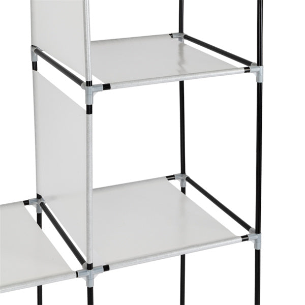 4 Layers, 8 Grids With Fabric Cover, 3 Hanging Clothes Poles, Non-woven Wardrobe