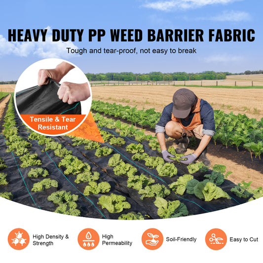 VEVOR Weed Barrier Landscape Fabric 6X300FT Heavy Duty Woven PP Weed Control Mat