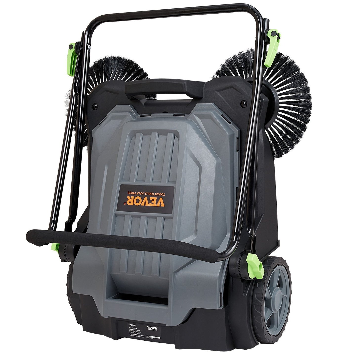 Walk-behind Hand Push Floor Sweeper, Sweeping Width Floor Sweeper Manual Non-Electric, 5-Gallon Waste Container, Angle & Height Adjustable Folding Handle For Walkway, Yard, Garage, Patio