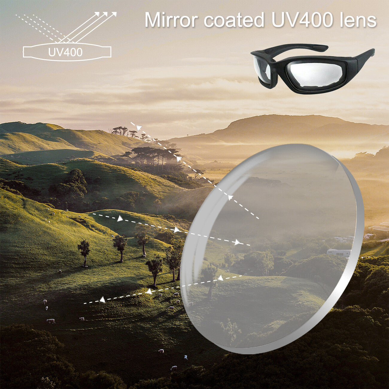 Cycling Sunglasses Chopper Outdoor Sports Glasses For Men Wrap Around UV400 Protection For Fishing Driving Glasses Windproof