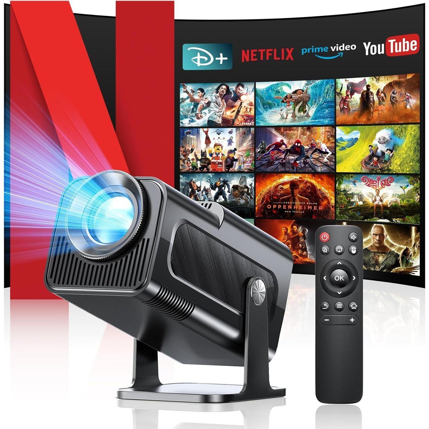 Mini Projector Portable Projector 4K Decoder - Wireless Bluetooth  Airplay Miracast HDMI USB For Phone