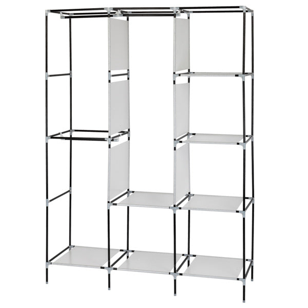 4 Layers, 8 Grids With Fabric Cover, 3 Hanging Clothes Poles, Non-woven Wardrobe