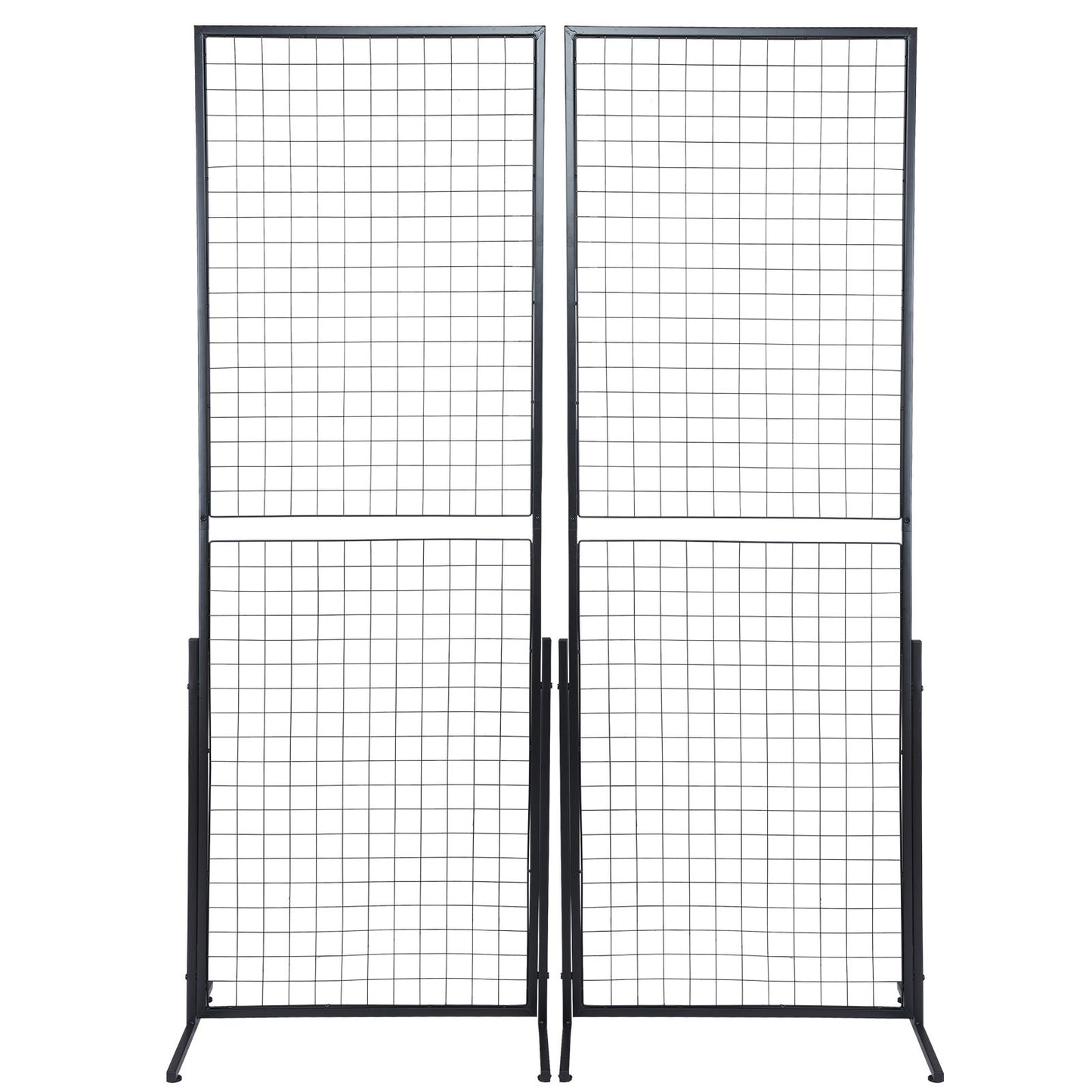 VEVOR 2' X 5.6' Grid Wall Panels Tower, 2 Packs Wire Gridwall Display Racks With T-Base Floorstanding, Double Side Gridwall Panels For Art Craft Shows, Retail Display With Extra Clips And Hooks