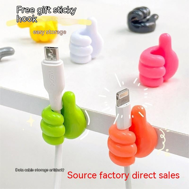 Thumb Hook Hub Creative Cute Data Cable Storage Fixed Cord Manager No-punch Sticky Hook Manufacturer