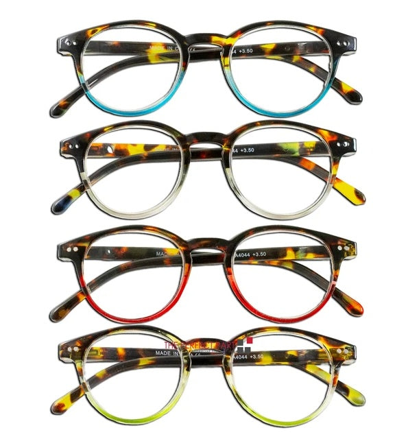 4 Pairs Mens Women Spring Hinge Round Horn Power Oval Reading Reader Glasses 1-4