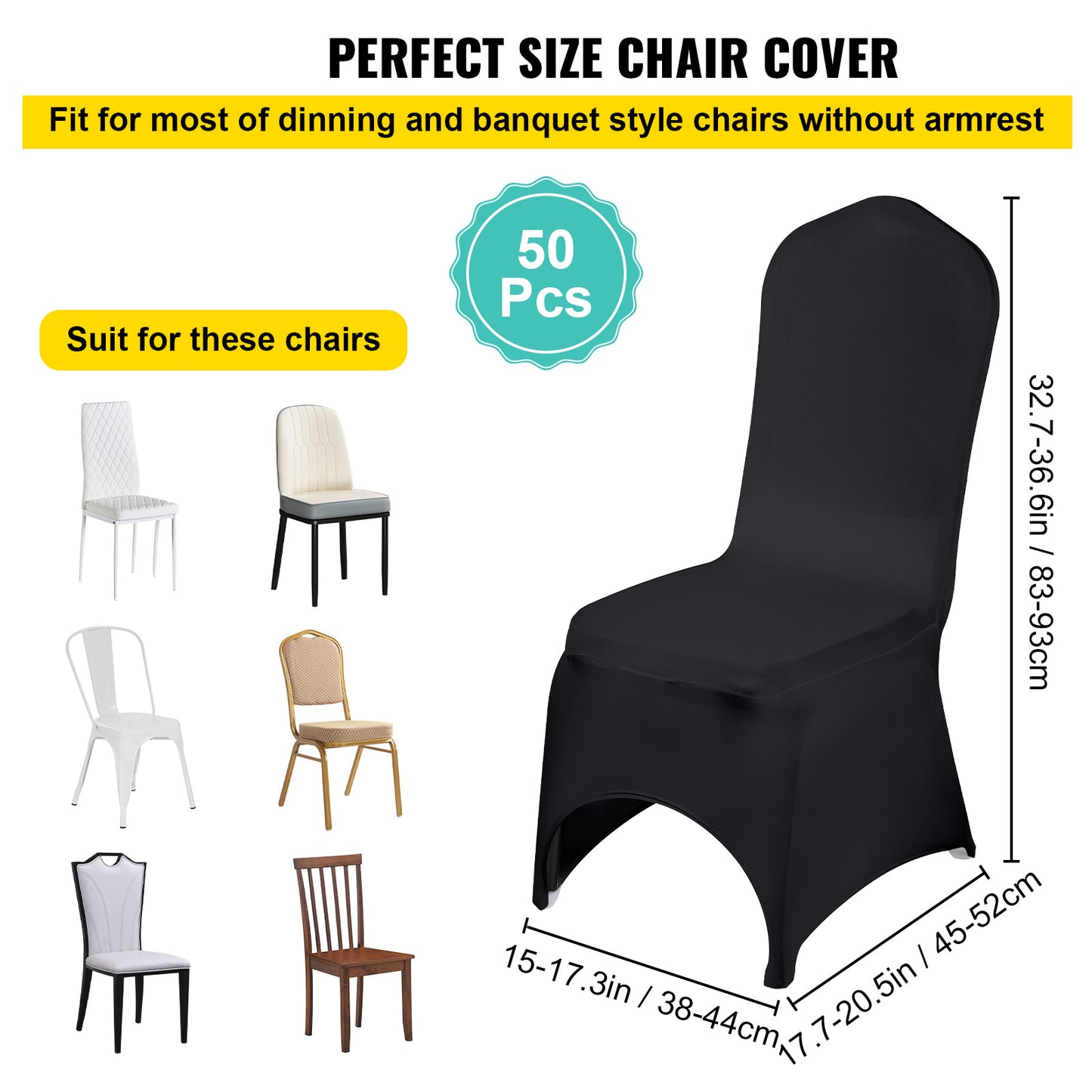 VEVOR Stretch Spandex Folding Chair Covers, Universal Fitted Arched Front Cover, Removable Washable Protective Slipcovers, For Wedding, Holiday, Banquet, Party, Celebration, Dining