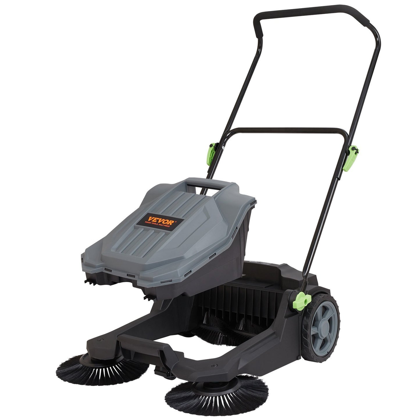 Walk-behind Hand Push Floor Sweeper, Sweeping Width Floor Sweeper Manual Non-Electric, 5-Gallon Waste Container, Angle & Height Adjustable Folding Handle For Walkway, Yard, Garage, Patio