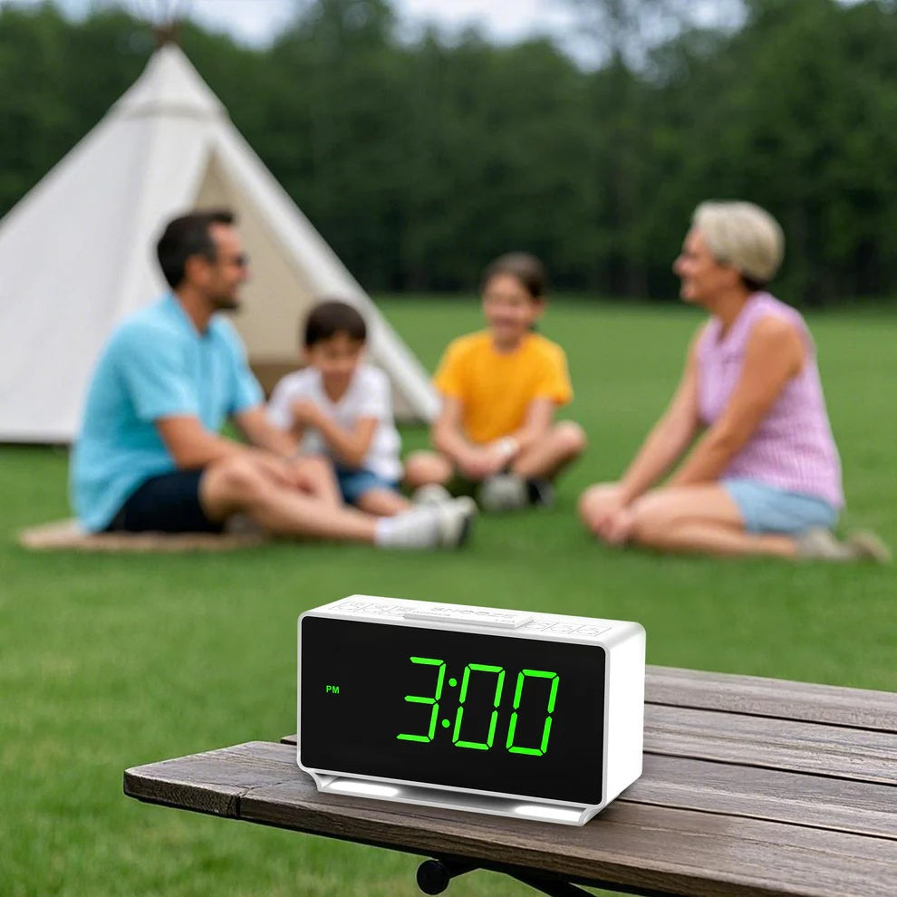 Digital ITOMA 222 Alarm Clock, Dual Alarms With Temperature Display, Snooze,12 24Hr, Night Light And Adjustable Volume, Dimmable, Battery Backup, Portable Small LED Clocks For Bedroom