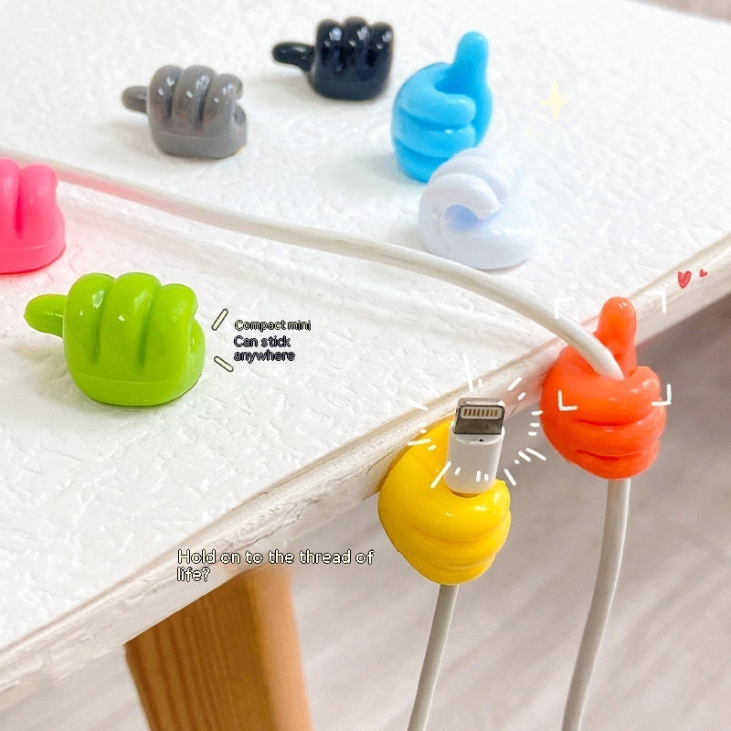 Thumb Hook Hub Creative Cute Data Cable Storage Fixed Cord Manager No-punch Sticky Hook Manufacturer