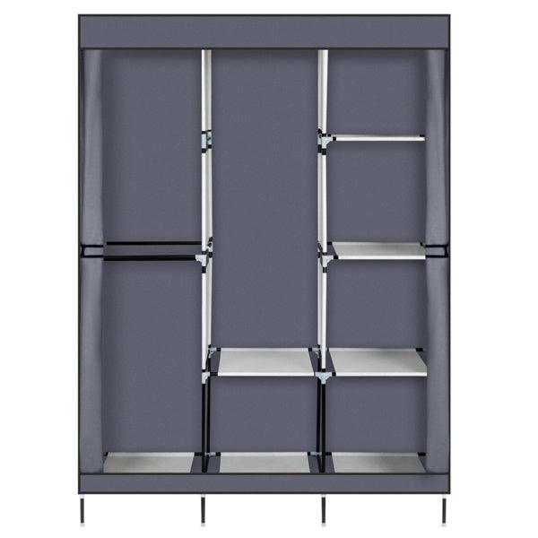 4 Layers, 8 Grids With Fabric Cover, 3 Hanging Clothes Poles, Non-woven Wardrobe