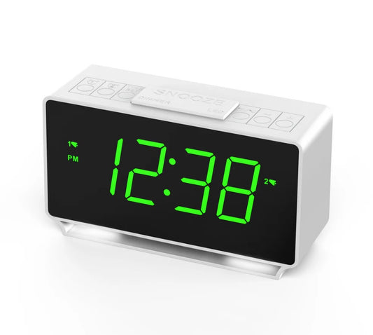 Digital ITOMA 222 Alarm Clock, Dual Alarms With Temperature Display, Snooze,12 24Hr, Night Light And Adjustable Volume, Dimmable, Battery Backup, Portable Small LED Clocks For Bedroom