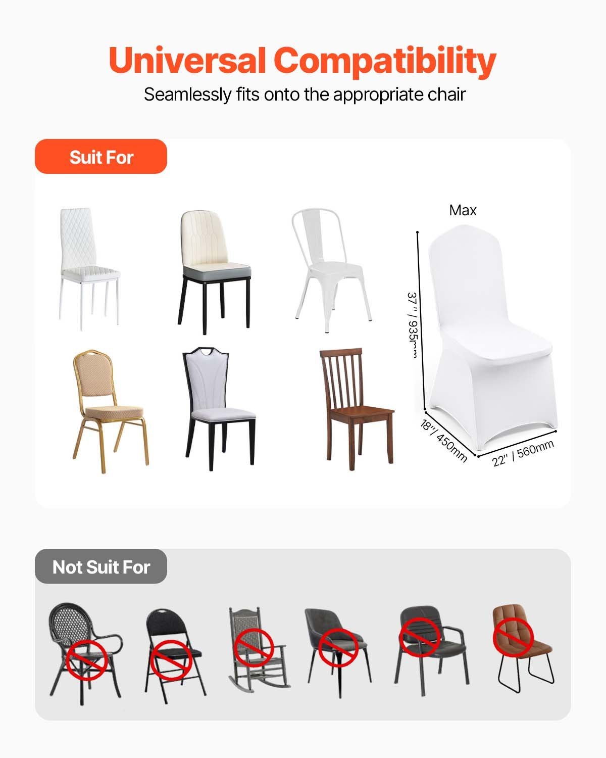 Stretch Spandex Folding Chair Covers, Universal Fitted Chair Cover, Removable Washable Protective Slipcovers, For Wedding, Holiday, Banquet, Party, Celebration, Dining