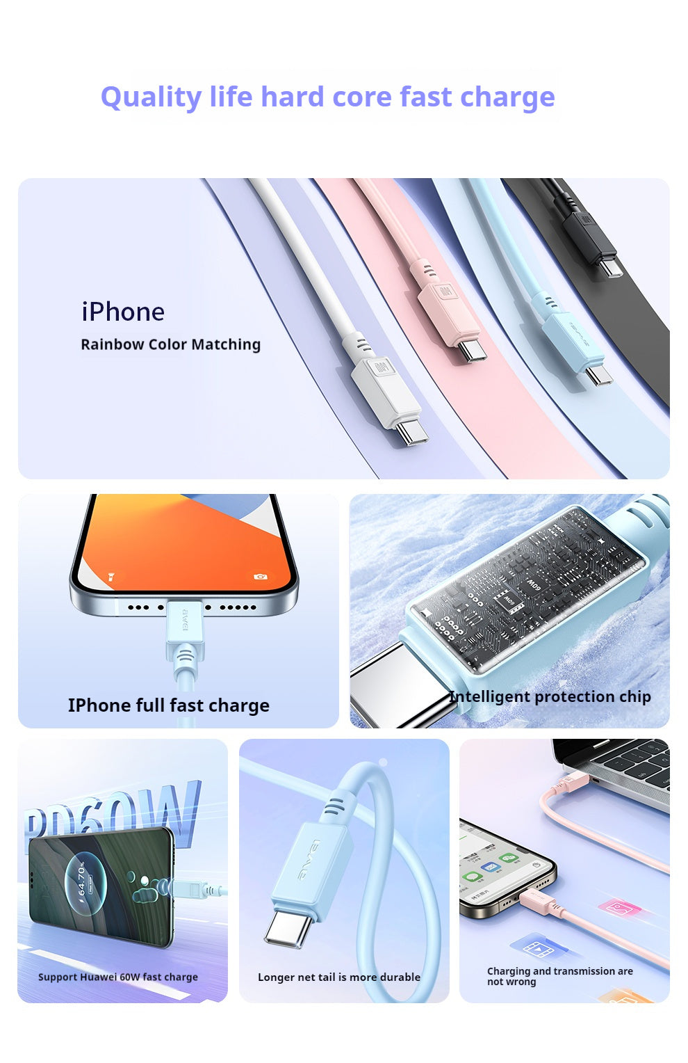 AWEI TYPE-C To TYPE-C Cable 30mm