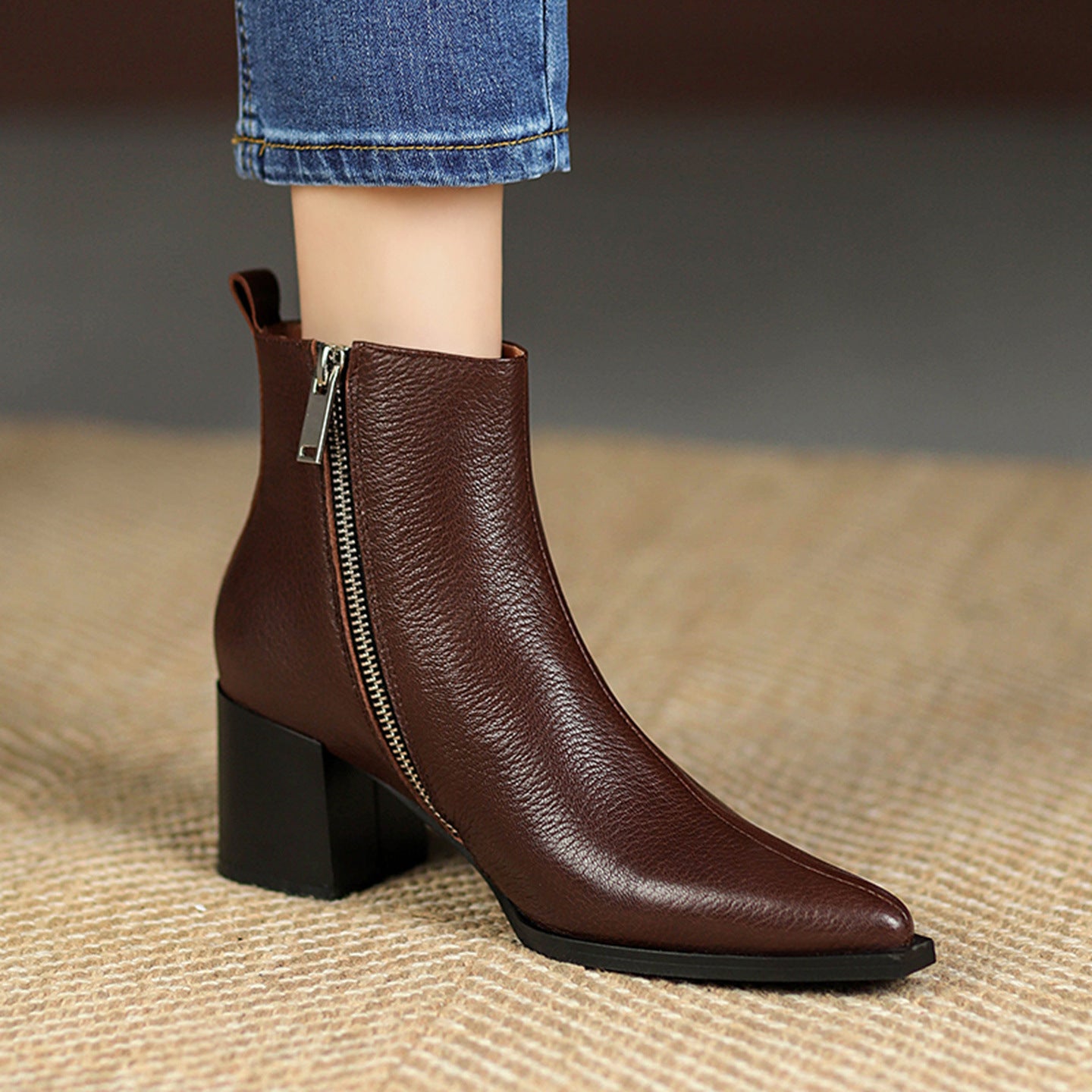 Autumn And Winter Women's Simple Leather Boots