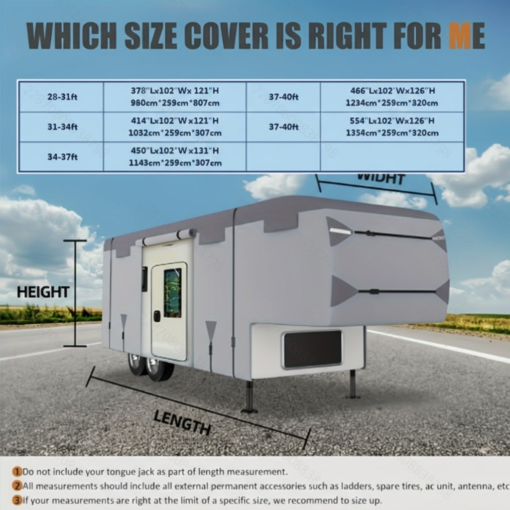 All-Weather Fifth Wheel Trailer Cover,Breathable RV Storage Cover - Easy Access & Ventilation Design